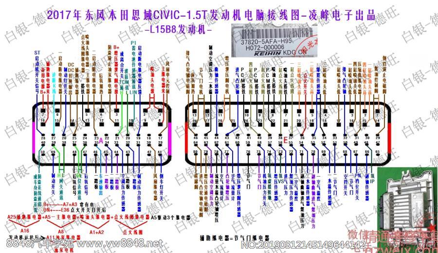 2017年东风本田思域CIVIC-1.5T发动机电脑接线图
